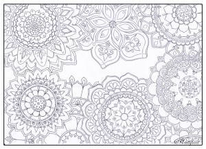 Hattifant's Stress Relief Mandala Flowers to Color