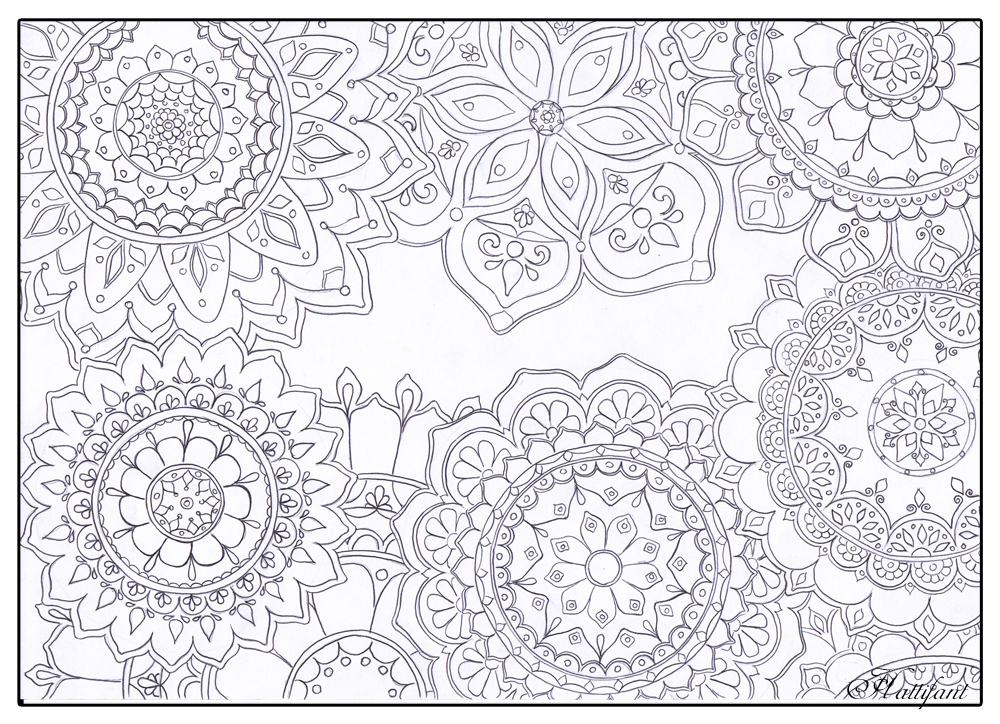 Hattifant's Stress Relief Mandala Flowers to Color