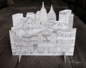Hattifant's Brooklyn GrownUp coloring 3D paper art
