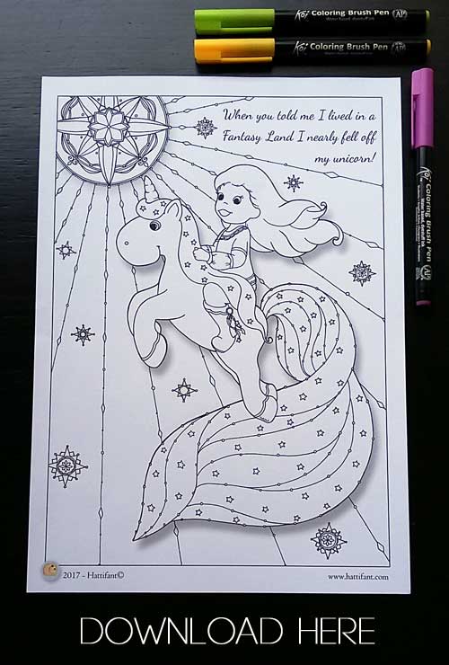 Hattifant's Quote Coloring Page I almost fell off my unicorn free download
