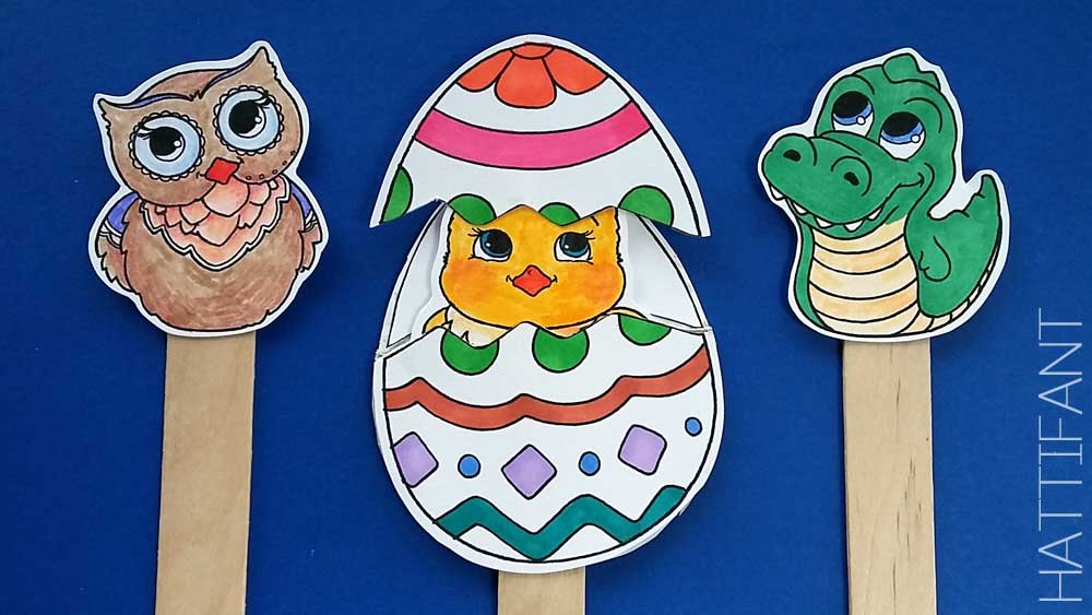 Hattifant's Easter Surprise Egg Papercraft to Color Printables Craft Sticks