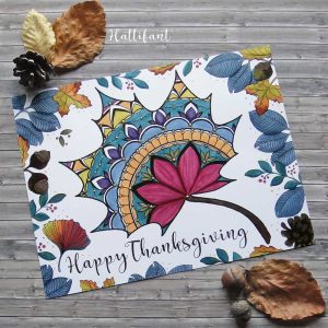 Hattifant's Thanksgiving Mandala Autumn Leaf Coloring Page Printable