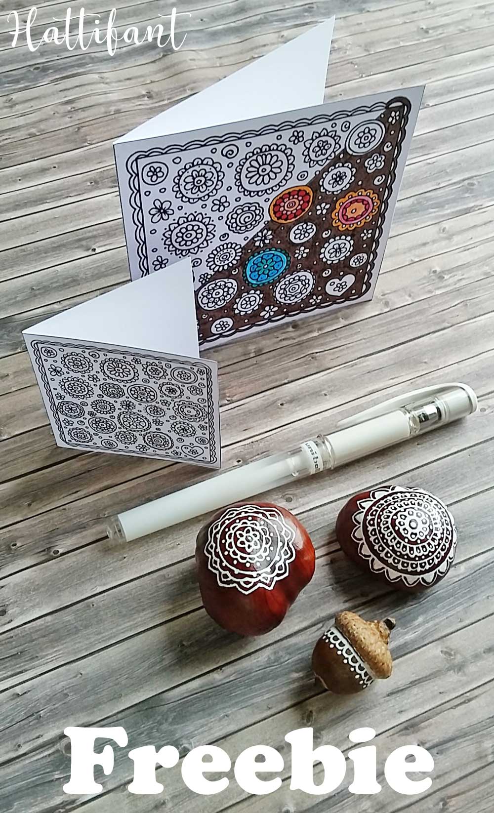 Hattifant's Autumn Crafts Mandala Chestnuts Doodling with Printable