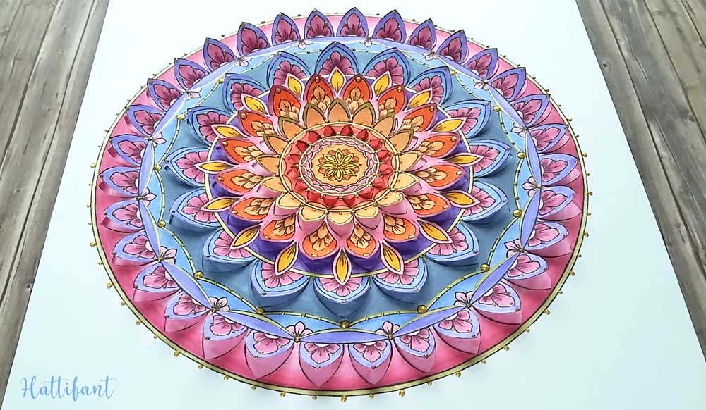 Hattifant's Home Decor Mandala Papercut to Color In or readily in Color