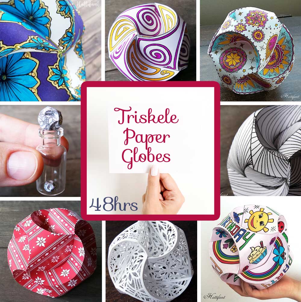 Hattifant's Flash Sale for 14 Papercrafts and Coloring Pages 55% off Triskele Paper Globes