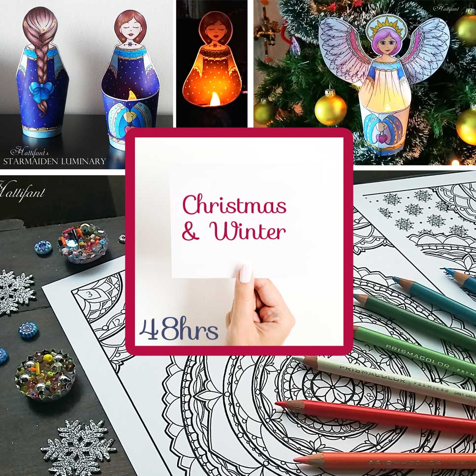 Hattifant's Flash Sale for 14 Papercrafts and Coloring Pages 55% off Angel Starmaiden Luminary