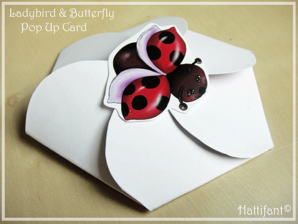 Hattifant Ladybird & Butterfly Pop Up Card Closed Up
