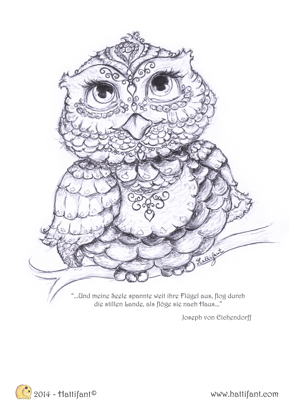 Hattifant's Owl - Colouring In Page
