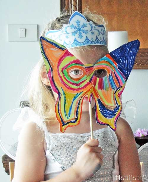 Hattifant's Paisley Pattern Butterfly Mask to color and craft