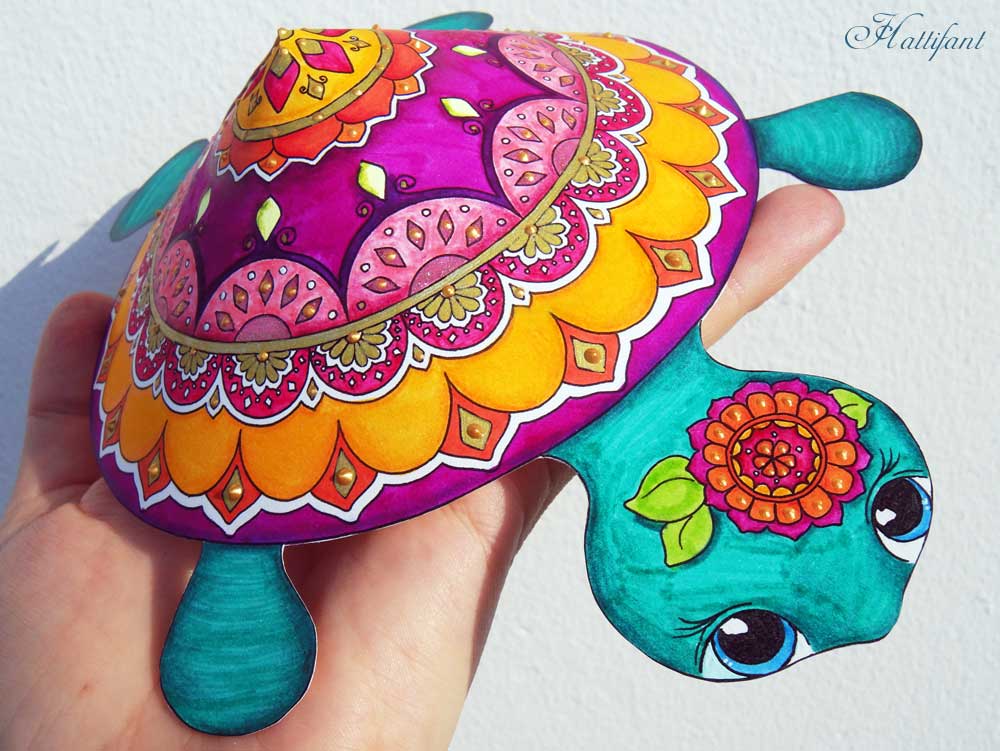 Download Mandala Turtle (rare species) - Coloring Papercraft - Hattifant