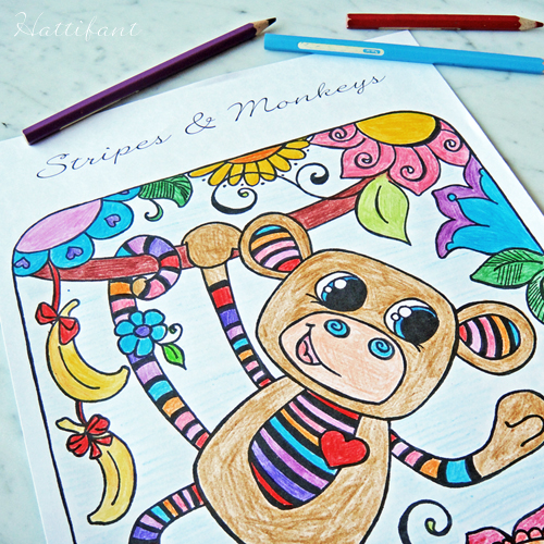 Hattifant's Stripy Monkey Coloring Page