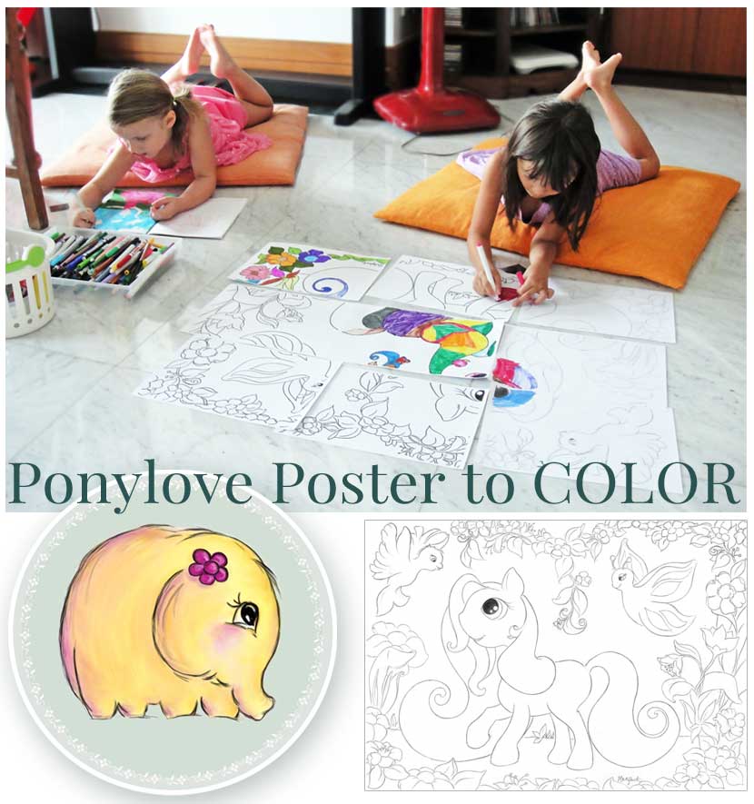 Hattifant Ponly love Giant Poster Coloring Page Kids Pony
