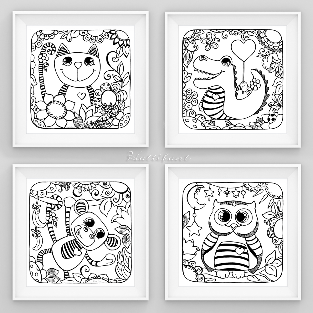 Hattifant's Stripy Animals Coloring Pages