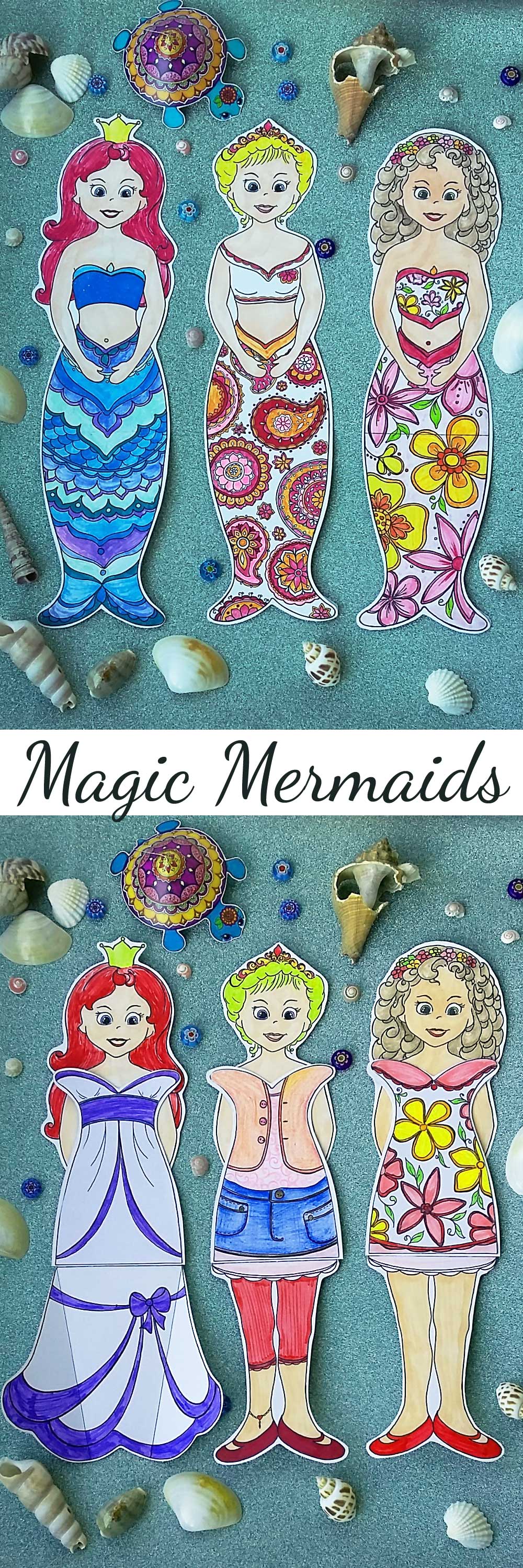 Hattifant's Magic Mermaid World Coloring page and Papercraft