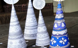 3d christmas tree cone hattifant to color and craft