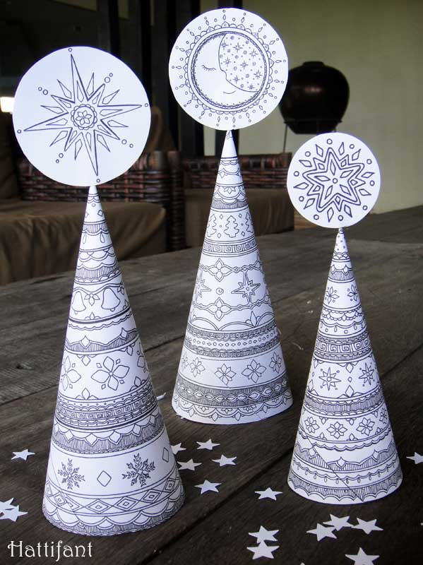 Hattifants Christmas Tree Cone Coloring Craft