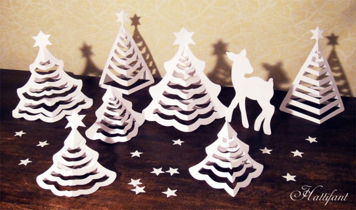 Hattifant 3D Christmas Paper Trees Origami Craft