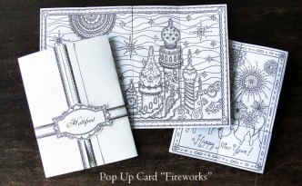 Hattifant Pop Up Card to craft and color Fireworks New Year Stationary Set