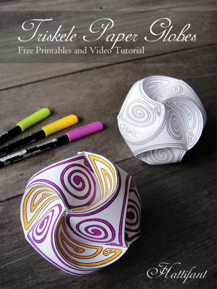 Triskele Paper Globes 3D coloring Coloring page paper craft