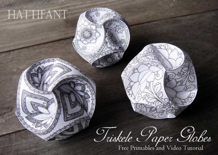 Triskele Paper Globes 3D coloring Coloring page paper craft