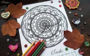 Hattifant Mandalendar Calendar Coloring Page 2016 October