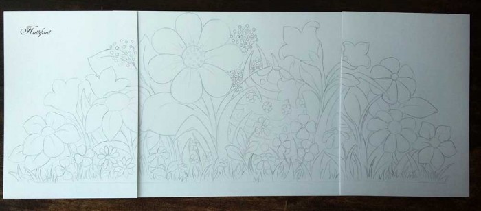 Hattifant Easter Garden Scene Egg Flowers Stand up Sketch