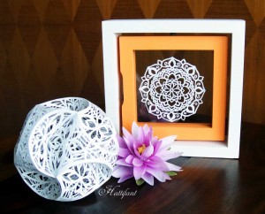 Hattifant Mandala papercut with triskele paper globe papercut