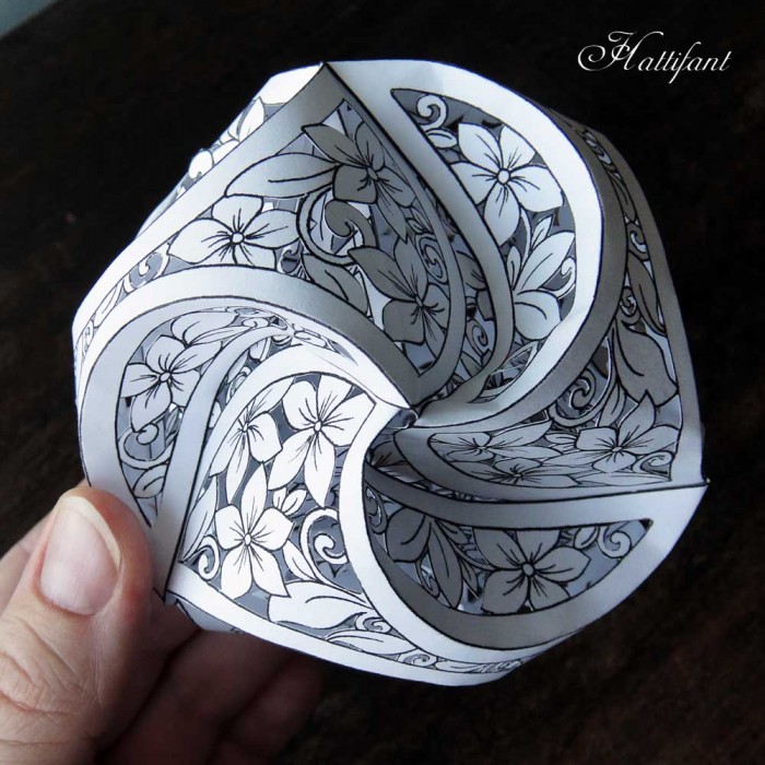 Hattifant Triskele Paper Globe as a Papercut version