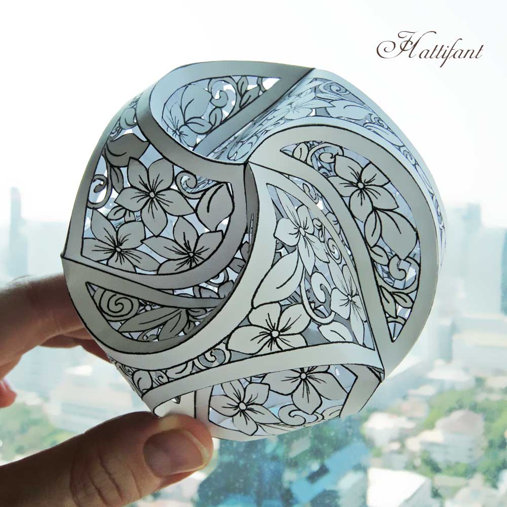 Hattifant Triskele Paper Globe as a Papercut version