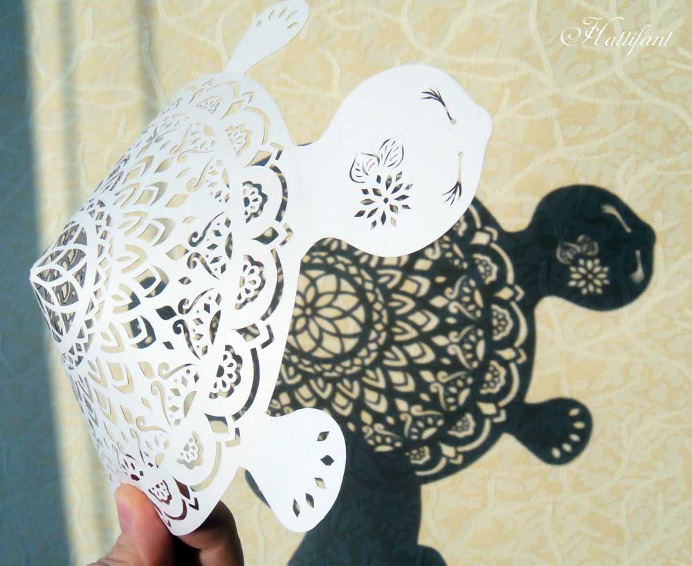 Hattifant Mandala Turtle as Papercut Version template