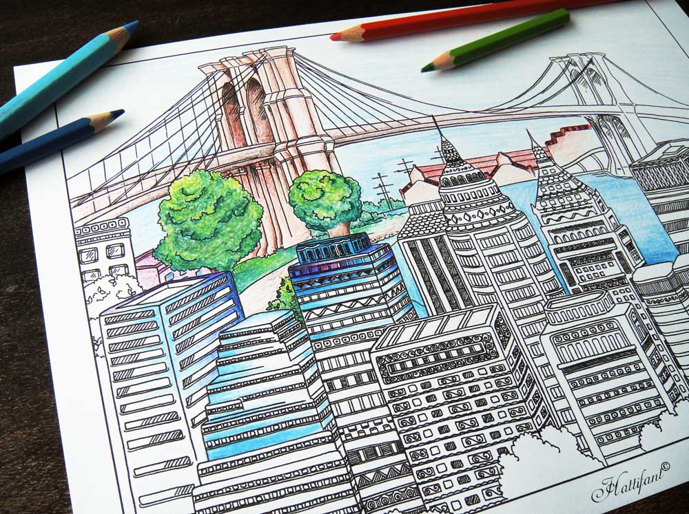 Hattifant City coloring Page for adults together with Coloring Tribe
