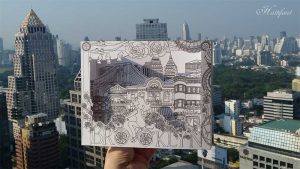 Hattifant's 3D-City to Color as Box Card inspired by Brooklyn