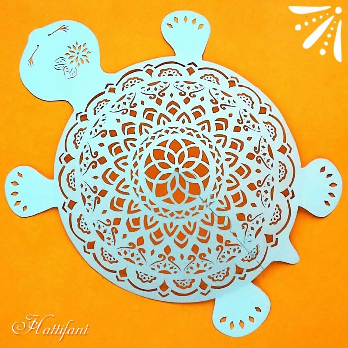 Hattifant's Mandala Turtle to papercut a papercraft paperart printable to DIY