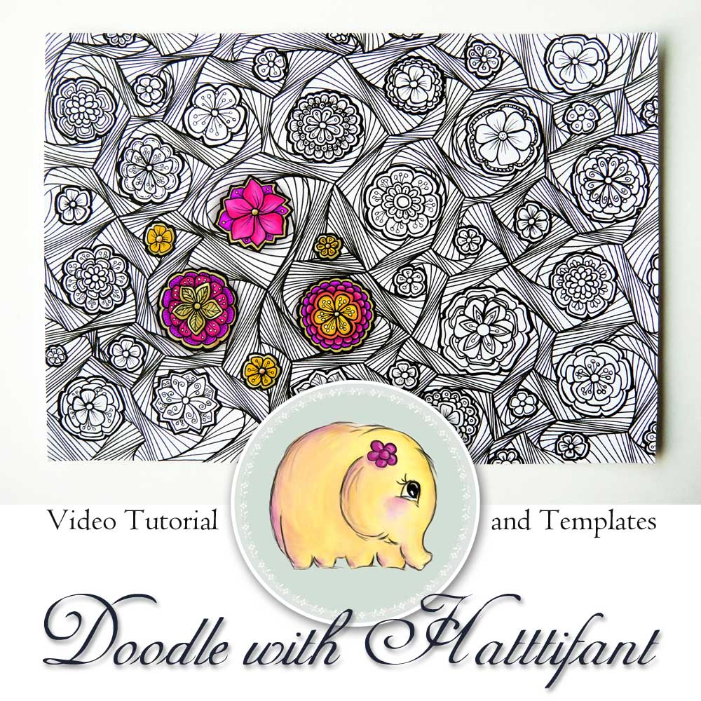 Hattifant Doodle with me Flower Swirl Pattern