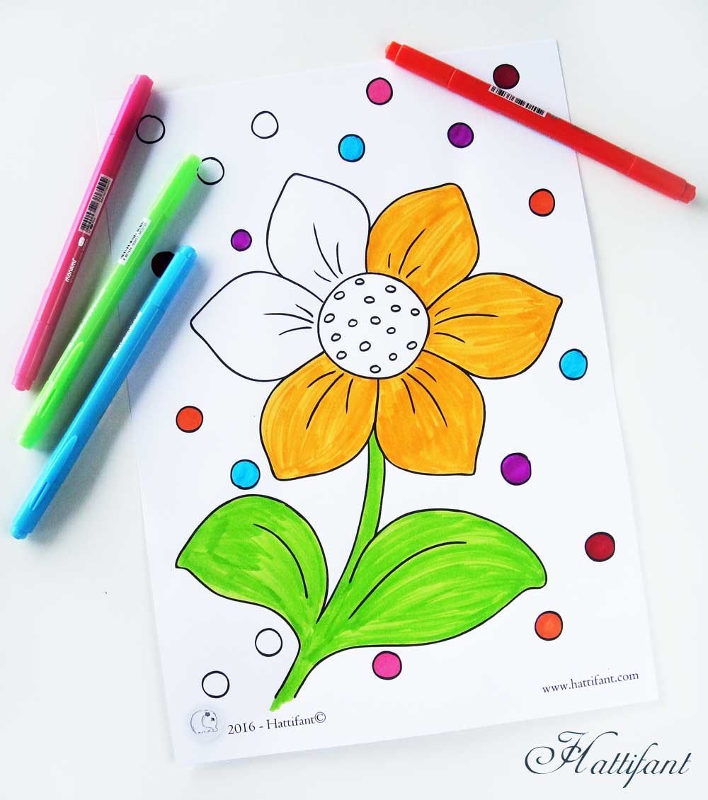 Hattifant Kids Coloring Pages for Spring with Rainbow