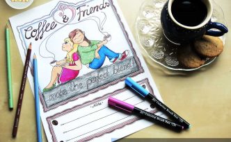 Hattifant Coffee and Friends Adult Coloring Papge with Coloring Tribe August 2016