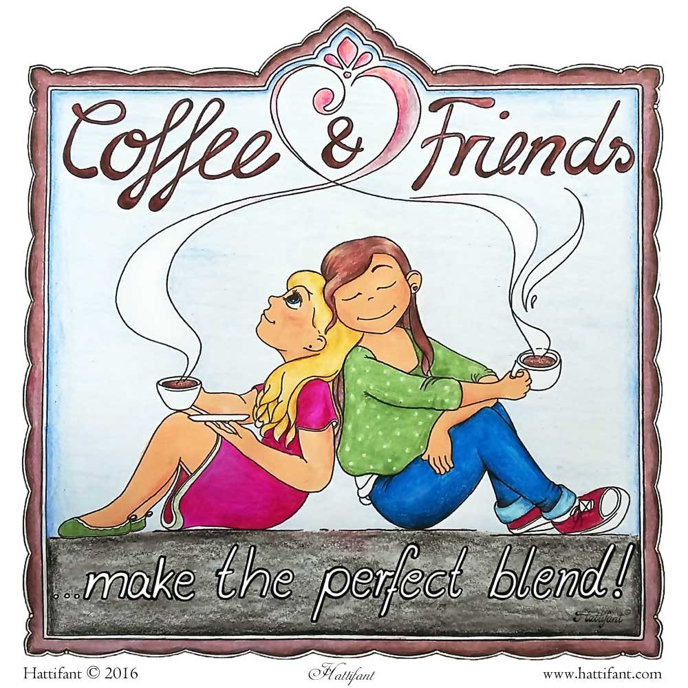 Hattifant Coffee and Friends Adult Coloring Papge with Coloring Tribe August 2016
