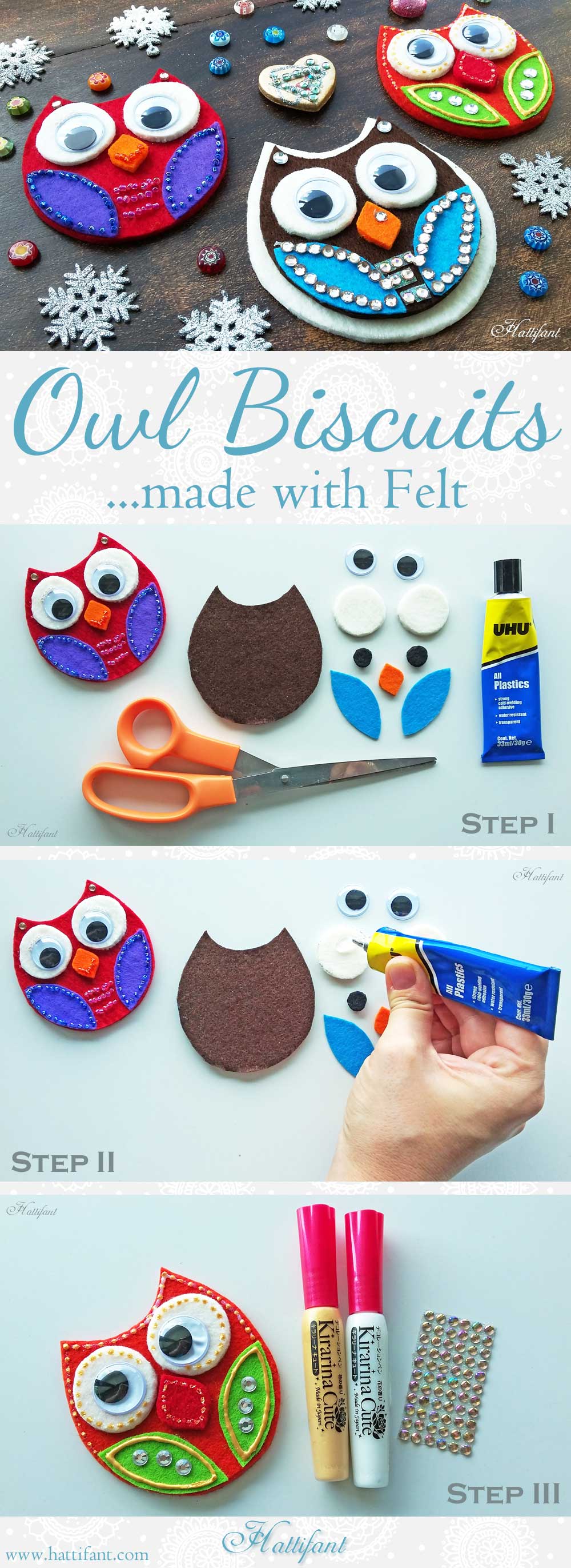 Hattifant's Owl Biscuits made with felt