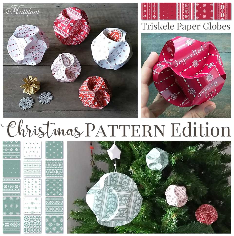 Hattifant Triskele Paper Globe Christmas Pattern Edition to decorate and craft