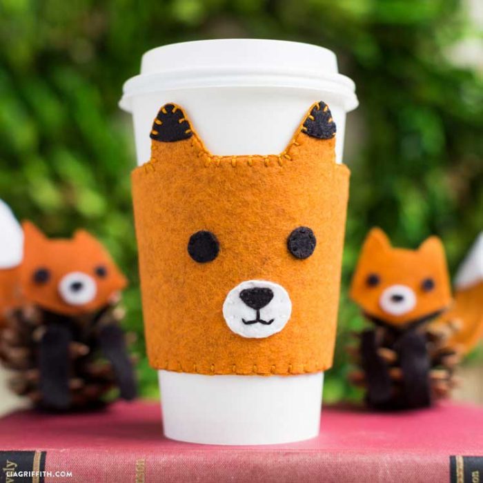 Hattifant favorite Felt crafts Fox Coffee Warmer Lia Griffith