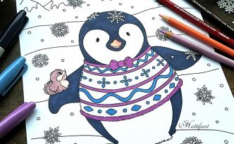 Hattifant's Penguin Winter Coloring Page