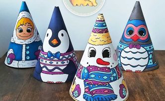 Hattifant's Winter Paper Toy Cones to Color and Craft