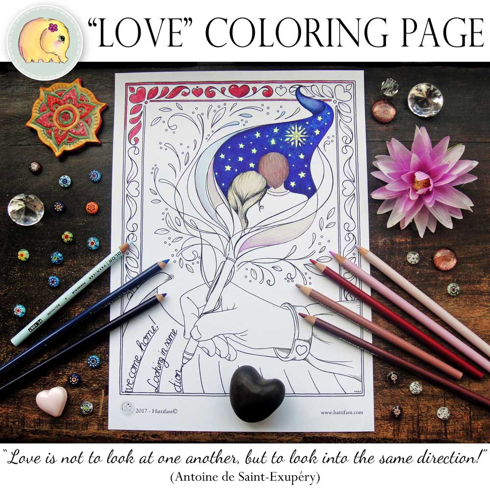 Hattifant Love Grown Up Coloring Page