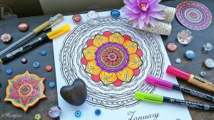 Hattifant's monthly Mandala Calendar Coloring Page the Mandalendar