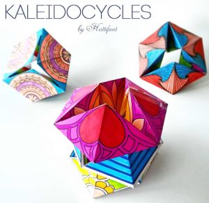 Hattifant's new series of Kaleidocycles Flextangles a mechanical papertoy to color and craft free download