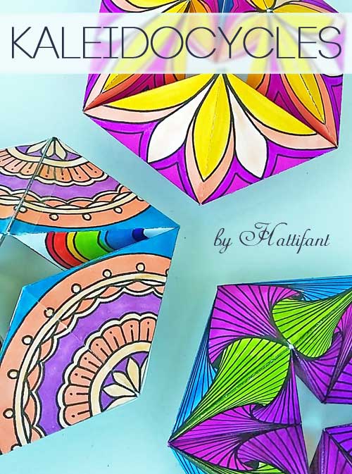 Hattifant's new series of Kaleidocycles Flextangles a mechanical papertoy to color and craft free download