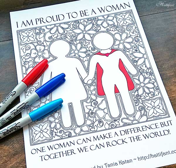 Hattifant's Proud to be a woman Coloring Page inspired by ItWasNeverADress