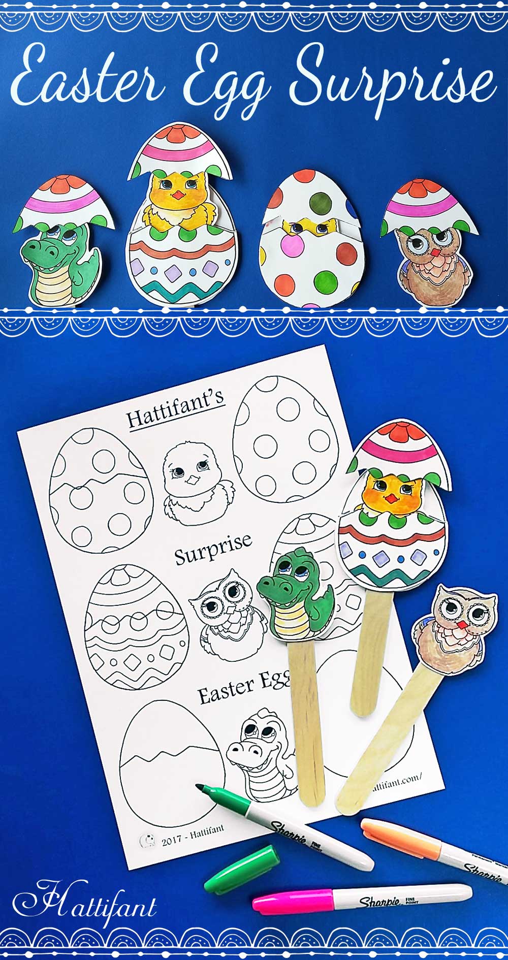 Hattifant's Easter Surprise Egg Papercraft to Color Printables Craft Sticks