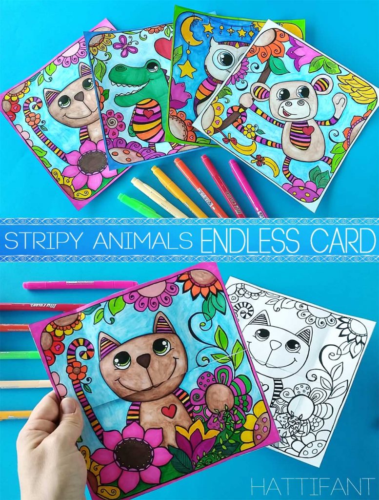 Hattifant's Stripy Animal Endless Card or Neverending Card a coloring page