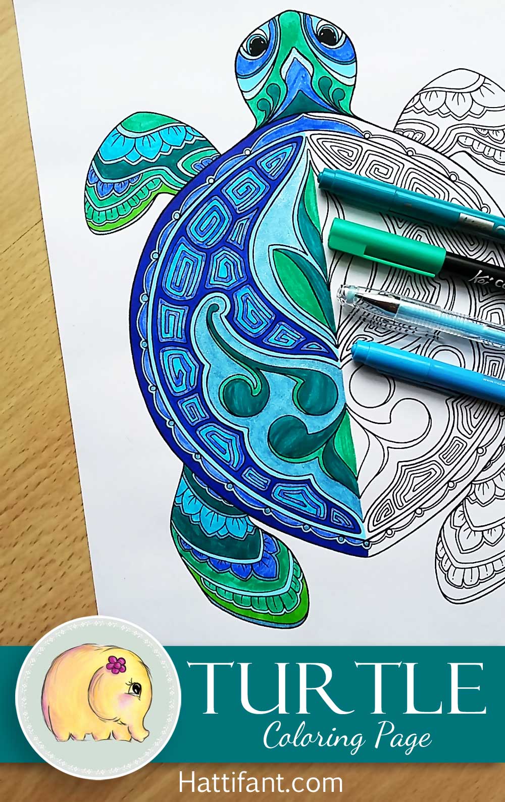 Hattifant's Turtle Coloring Page to download